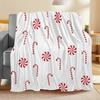 Traditional-Style Christmas Candy Cane Flannel Throw Blanket, 100% Polyester, Digital Print, Stain Resistant, All-Season Cozy Wa