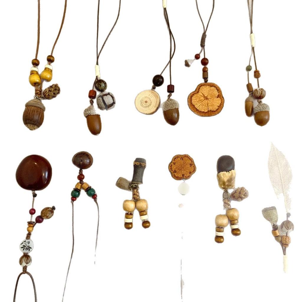 Vintage Ethnic Acorn Pendant Necklace - Retro Chinese Long Sweater Chain