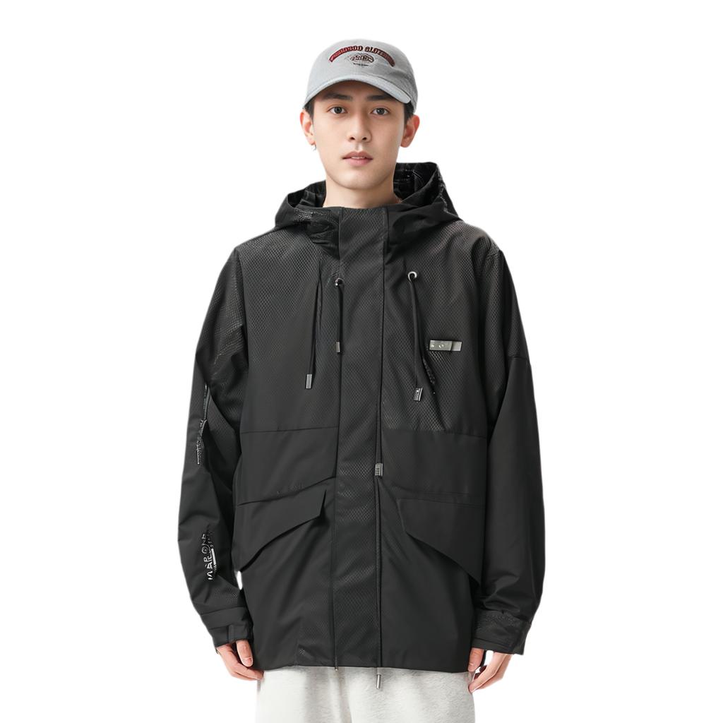 Li-Ning Wade Series Solid Color Three-Dimensional Cut Loose Sports Hooded Jacket Men Jacket Black AFDS061-1