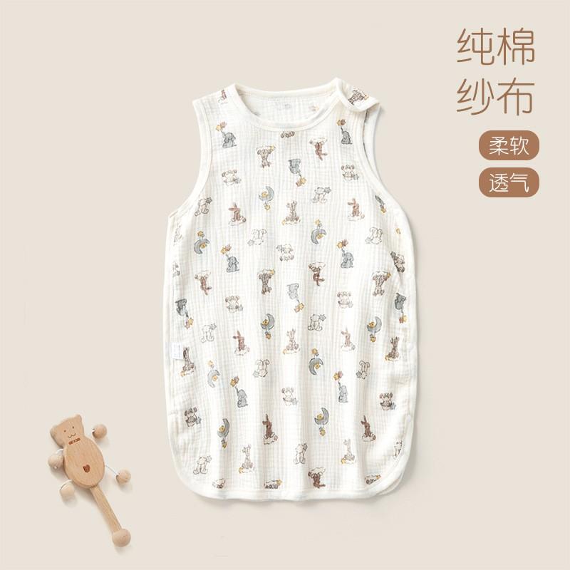 Baby Cotton Muslin Sleeveless Sleep Sack Thin Anti-Kick Blanket Toddler Infant