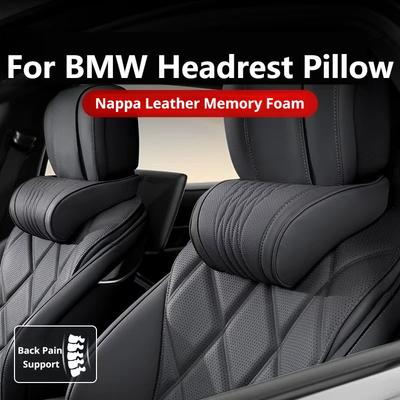 Car Headrest Pillow 2 Pcs Nappa Leather For BMW G42 G20 G30 G70 2 3 5 7 Series F48 E46 X1 G01 X3 G05 X5 G06 X6 Car Accessories