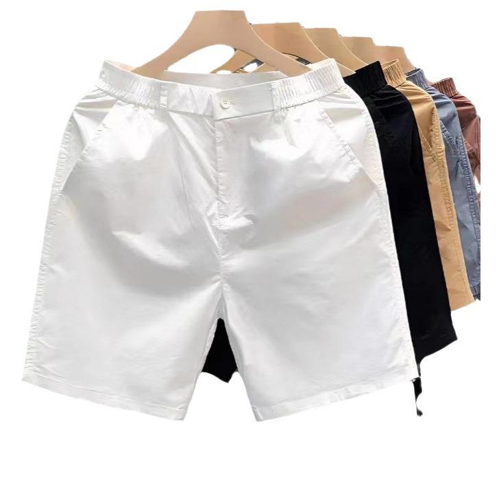 Versatile Men's White Casual Straight Shorts - Summer Trendy Thin Design