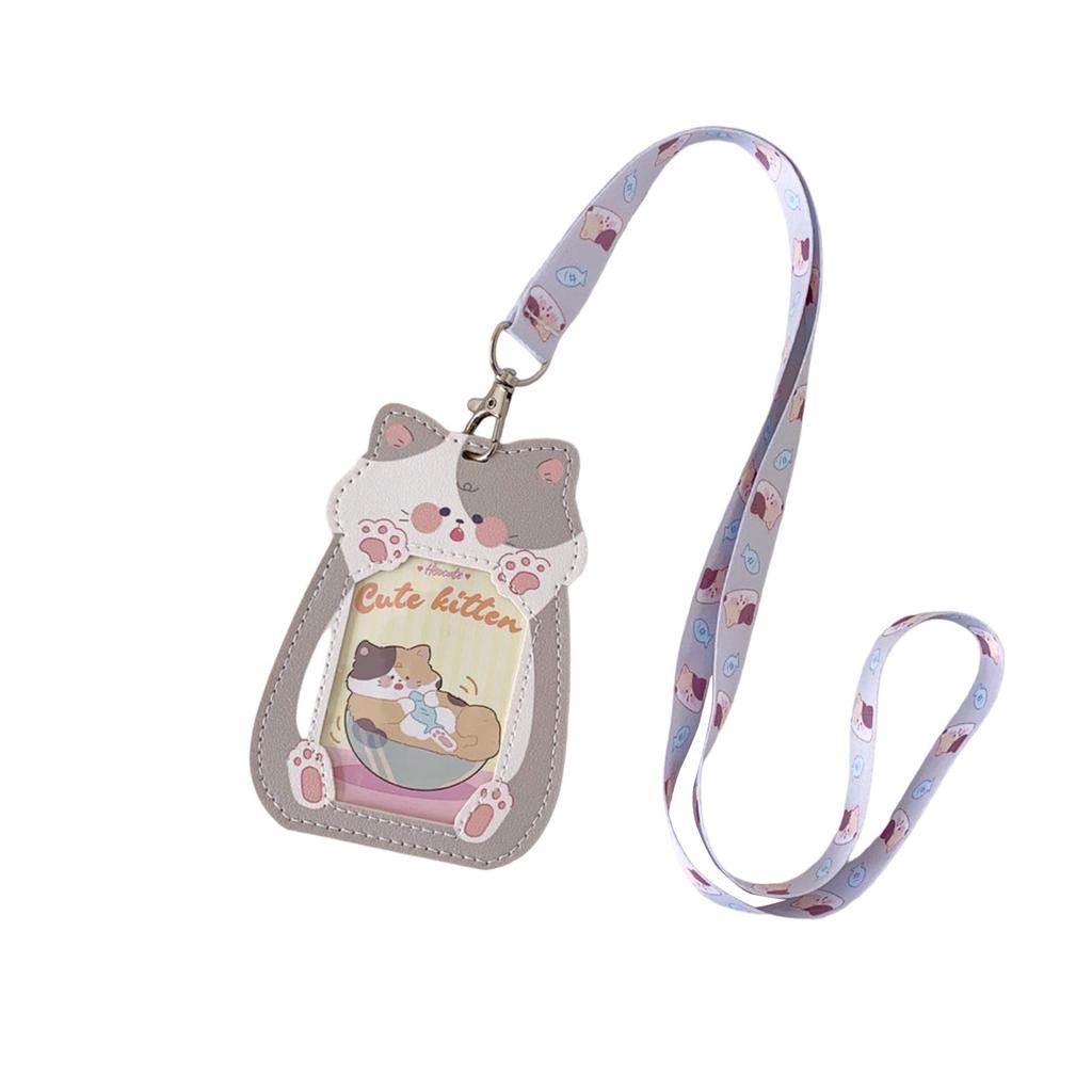 Shape Hollow Transparent Card Holder Girl's Neck Hanging Bus Card ID Card Holder Student Campus Card Holder
