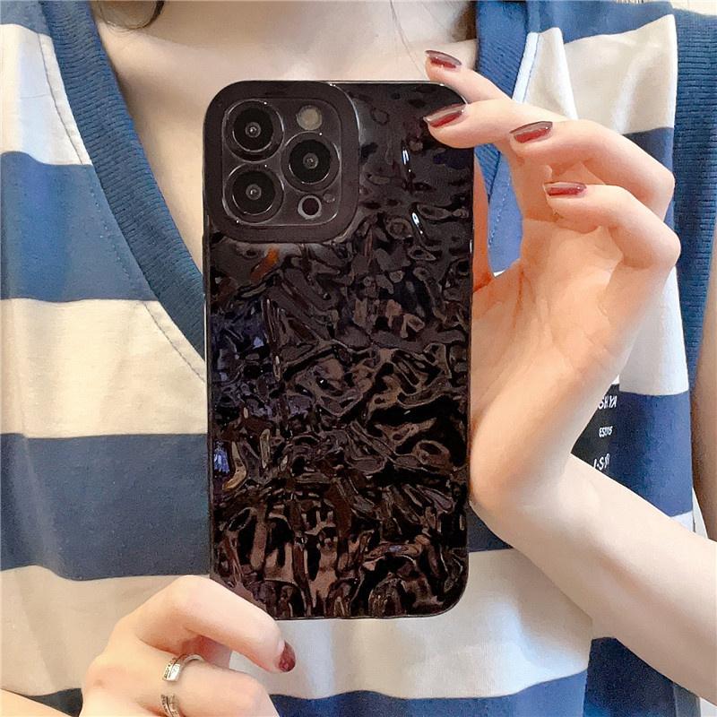 Cute Plated Silver Gold Crumpled Tin Foil Pattern Phone Case For Iphone 13 12 11 Pro Max Xr X Xs Max Camera Lens Protector Cover