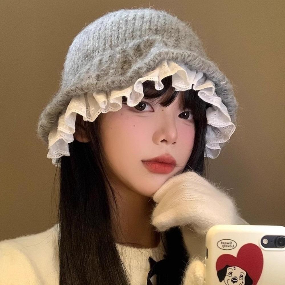 Coldproof Fisherman Hat Windproof Knitted Hat New Bucket Hat  Autumn and Winter