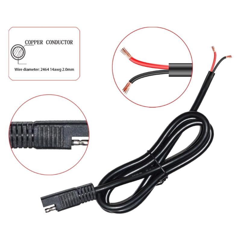 130cm Length SAE Connector Cable Single End To 2Pin Bare Wire Line Support 20A for Motorcycles Car and Solar Panel