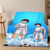 Anime Captain Tsubasa Soccer Cartoon Flannel Blanket Soft Warm Blanket Throw Blanket for Bedroom Living Room Bed Travel