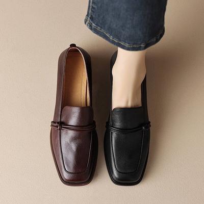 Klassische Slipper Damen Pumps mit eckiger Spitze Slip-on Retro Lady Casual Bequeme Schuhe