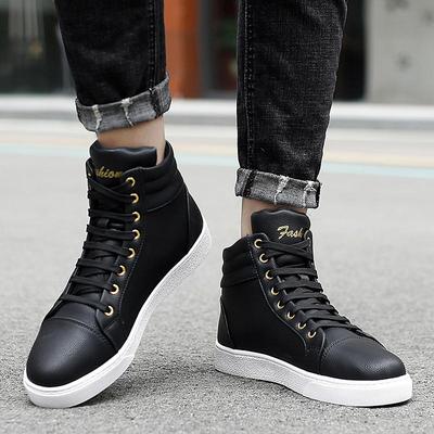 Herren Winter Warme Skateboard Schuhe Lässig High Top Leichtgewicht Sportschuhe Herren Cool Street Weiß Weiches Leder Sneaker Weich Gemütlich