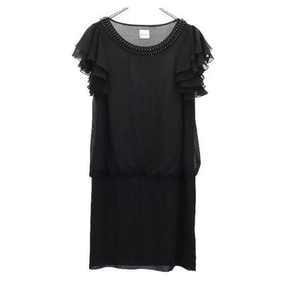 PAOLA FRANI Short Sleeve Sleeve Frills One Piece 38 Black Series Women Used