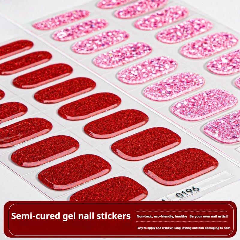 Adesivi per Unghie in Gel Semi-polimerizzati Glitterati Adesivi per Unghie UV Unghie in Gel Adesivi per Unghie Polimerizzabili con Luce UV