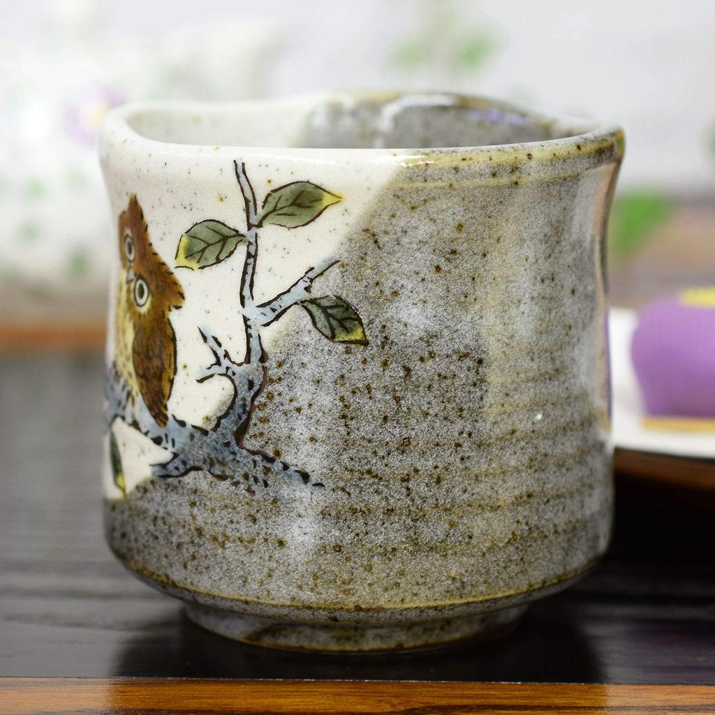 Waza no Kura Stylish Kutani Ware Teacup with Owl Design Large Teacup Ceramic Brand Japanese Tableware Made in Japan Perfect Gift for and 88th