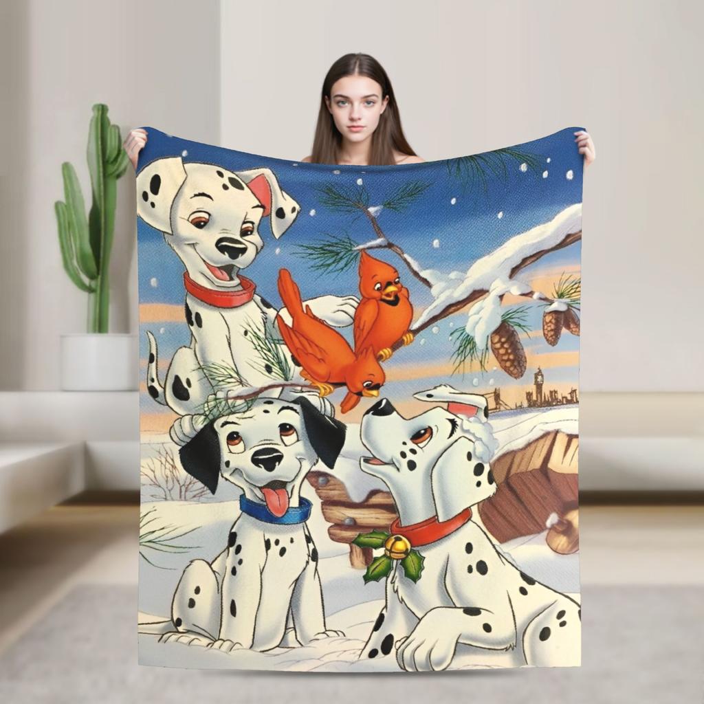 101 Dalmatians Cute DOG Pattern Blanket Anime Wool Vintage Warm Throw Blankets for Home Restaurant  Winter