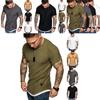 Men Solid Color Slim Fit O Neck Short Sleeve Muscle Tee Shirt Casual Tops Shirts