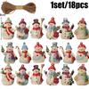 18 Stück/Set Holz Cartoon Schneemann Anhänger mit Kordel Weihnachtsbaum Hängeornament Festival Weihnachten Party Heimdekorationen