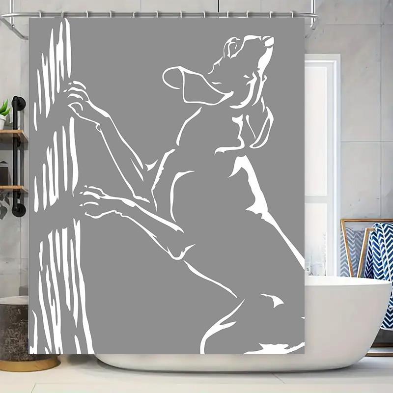

Artistic Shower Curtain With White Silhouette Print Perfect For Bathroom Decor W60H190(CM)-1 Pcs