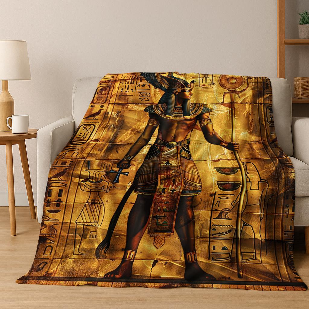 Ancient Egyptian Mythology Anubis Flannel Blanket Soft Warm Blanket for Home Bedroom Office Travel Camping Picnic Gift To Child