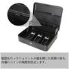 Jssmst (Jessmat) Portable Coin Safe with Key Lock, 3 Spring Clips, Metal, 30x24x8.8cm (Black, Key Lock)