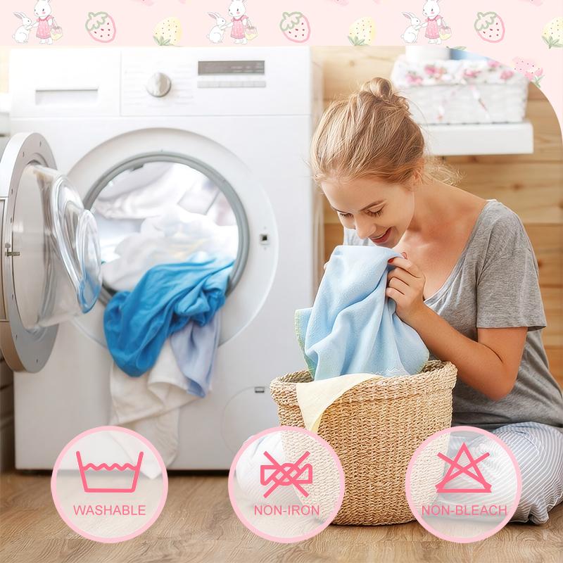 1 Cartoon Cute Animal Rabbit Printed Matte Fitted Sheet, Bedroom Printed Bed Cover, Bedding (Excluding Pillowcases)