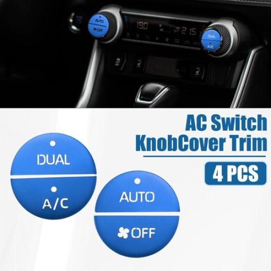 4 Pcs AC Switch Knob Cover Trim for Toyota RAV4 - Aluminum Alloy Blue