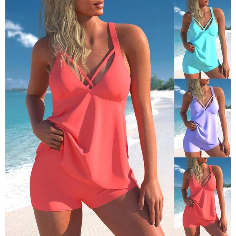 Women's Swimwear Tankini 2 Piece Regular Swimsuit 2 Piece Pink Halter Swimsuit Sports Beachwear Holiday S-6XL