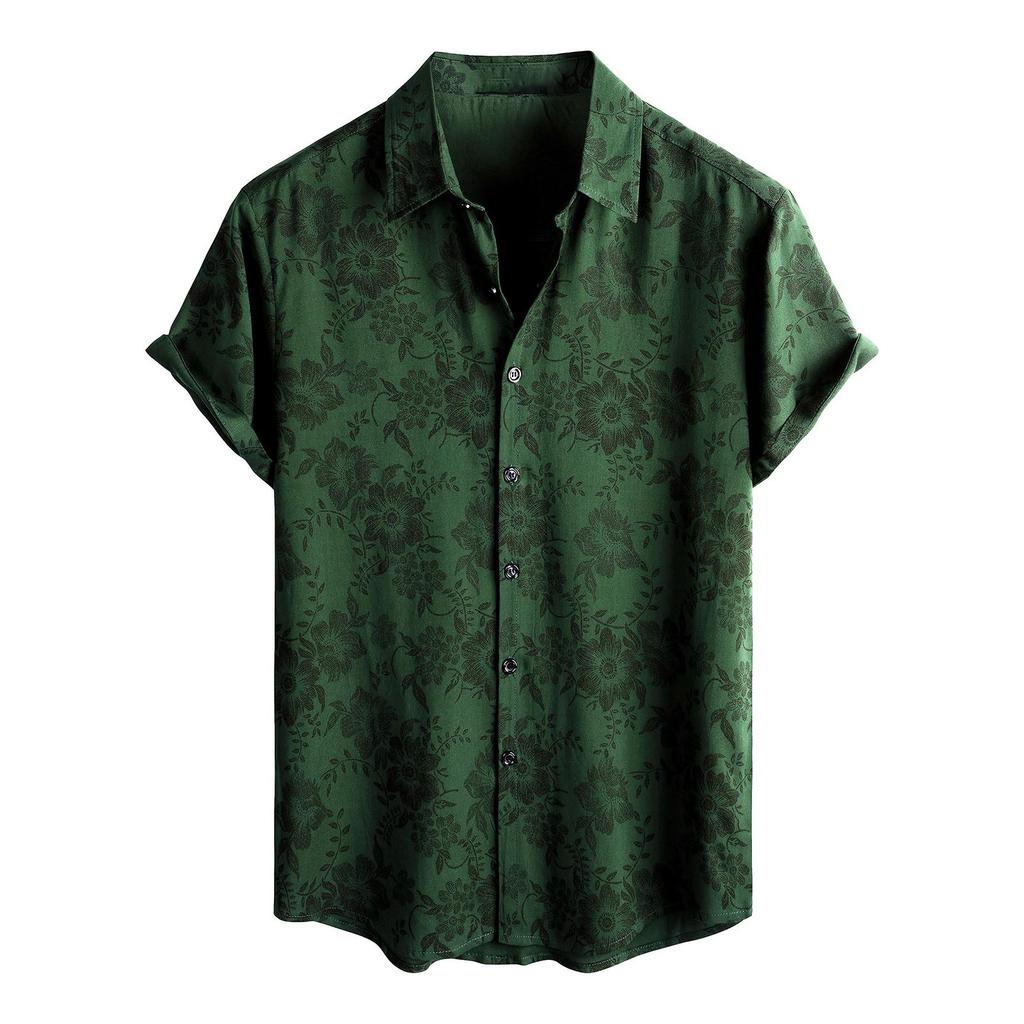 Men's Short Sleeved Shirt, Daily Fashion Printed Button Top, Chest Pocket Cardigan