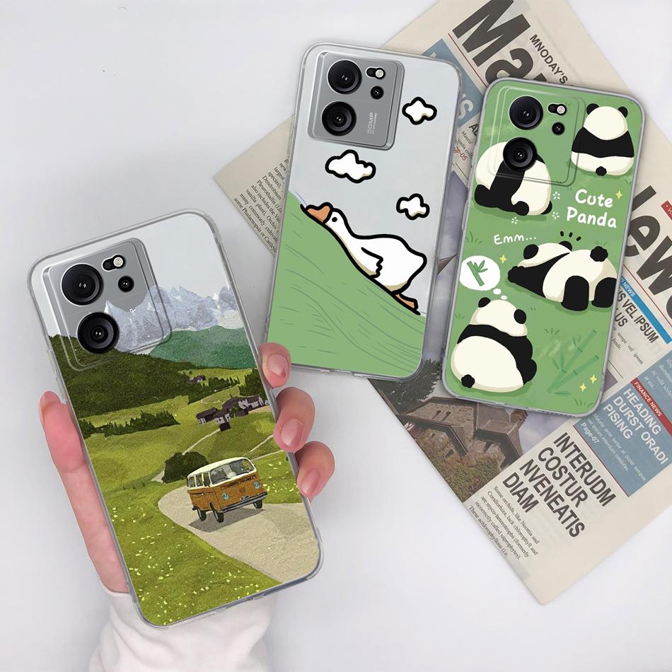 Clear Case For Xiaomi 13T Pro Soft TPU Silicone Cute Cartoon Back Cover For Xiaomi 13 T 13TPro Anti Drop Lightweight Phone Cases