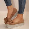 Klobige Plateausneaker Damen Herbstmode Schleife Dicke Sohle Loafer Schuhe für Frau Rutschfest Flacher Absatz Espadrilles Schuh