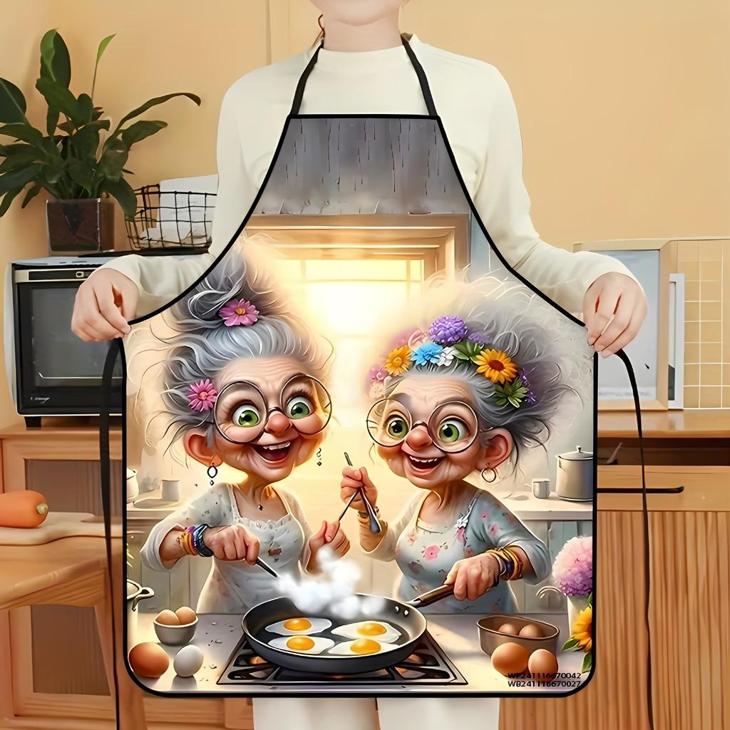 Waterproof Sleeveless Apron With Unique Print For Barbecuing And Creative Styling