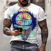 Summer Retro Compass T-shirt Men's 3D Printed T-shirt Fashionable Street Harajuku T-shirt Short Sleeved Oversized Top Men's Clothing