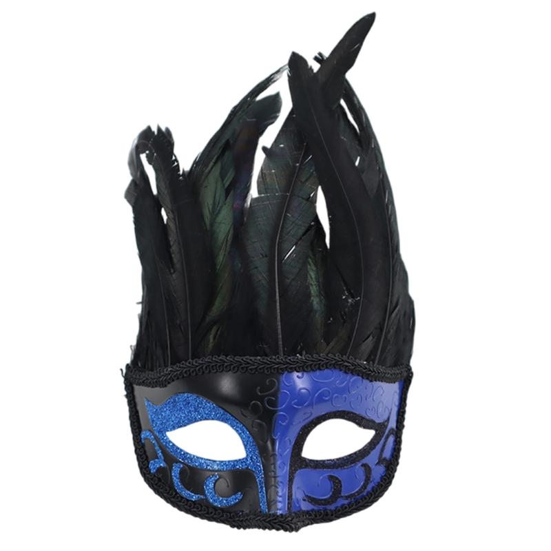 Feathered Masquerade Mask for Women Men Halloween Masquerade Cosplay Mask Half Face Mask Halloween Mask
