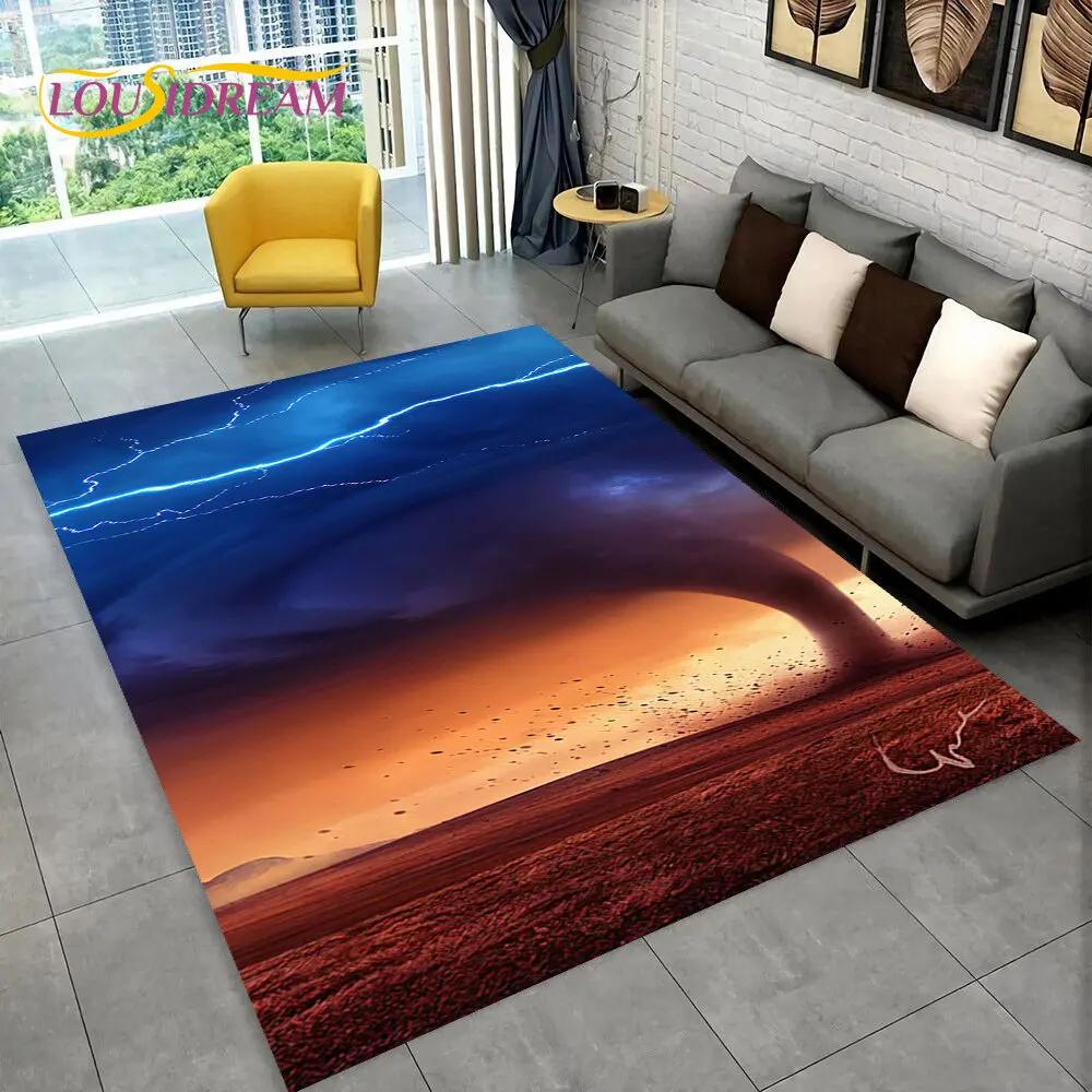 3D Natural ,Tornado, Cloud Twister Area Rug Large,Carpet Rug for Living Room Bedroom Sofa Doormat Decoration, Non-slip Floor Mat