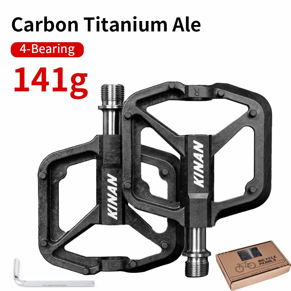 

Titanium Axle Pedals Ultra-light 141g Carbon Body With Titanium Alloy Axle 4-Bearings Pedal Anti-slip MTB Pedals Winter Riding 4-Bearing