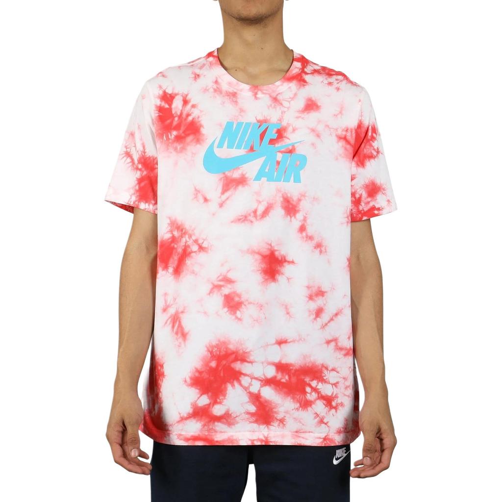 Nike T-shirt da Uomo a Maniche Corte con Stampa Logo Tie-Dye e Macchie Rosa BQ0079-100
