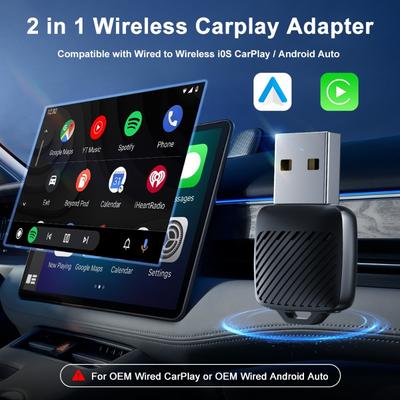 1 Stück 2 in 1 Kabelloser Android Auto Adapter Kabelloser CarPlay Dongle Auto Intelligente Systeme AI Smart Box Für Auto Kabelgebundenes CarPlay