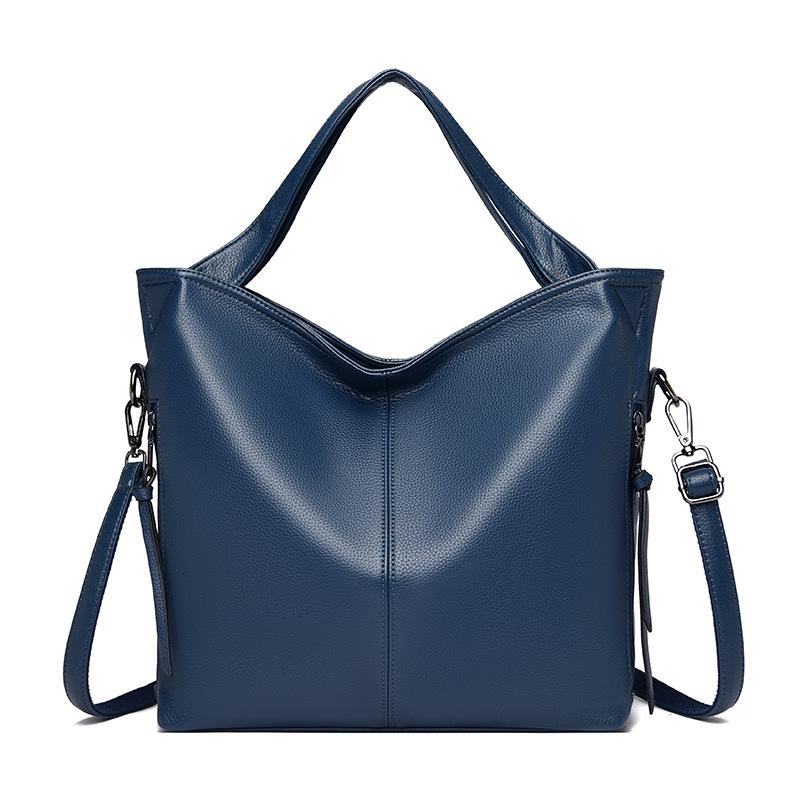 Large capacity middle-aged mother bag fashionable luxury soft leather women's handbag zipper on both sides solid color women's shoulder bag
