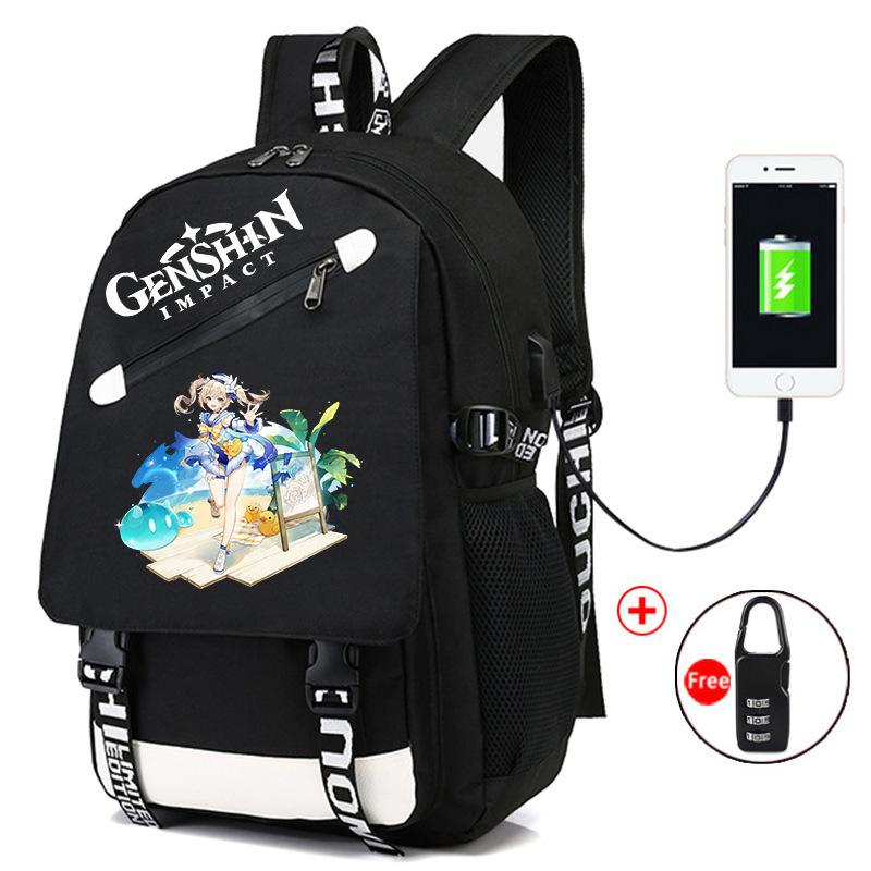 Backpack Anime, Genshin Surrounding Large Capacity Student School Bag Outdoor Travel Bag