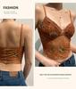 Canottiera in Pizzo Stampato Retro con Imbottiture sul Seno - Top Corto Snellente Hot Girl