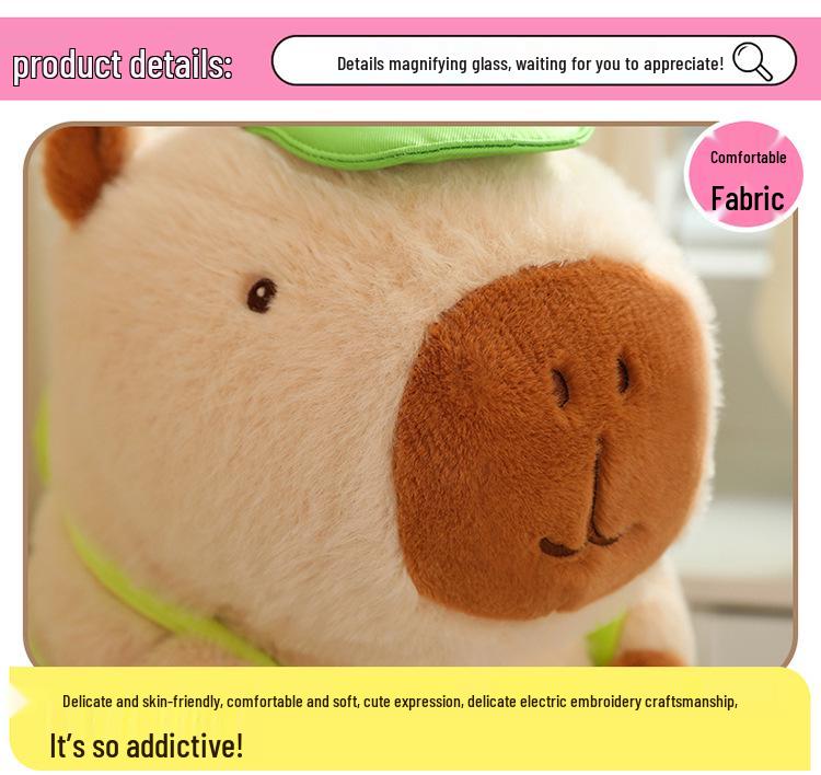 Snotty Bear Capybara Plush Toy: Cute Baseball Cap Keychain with Snap Bracelet