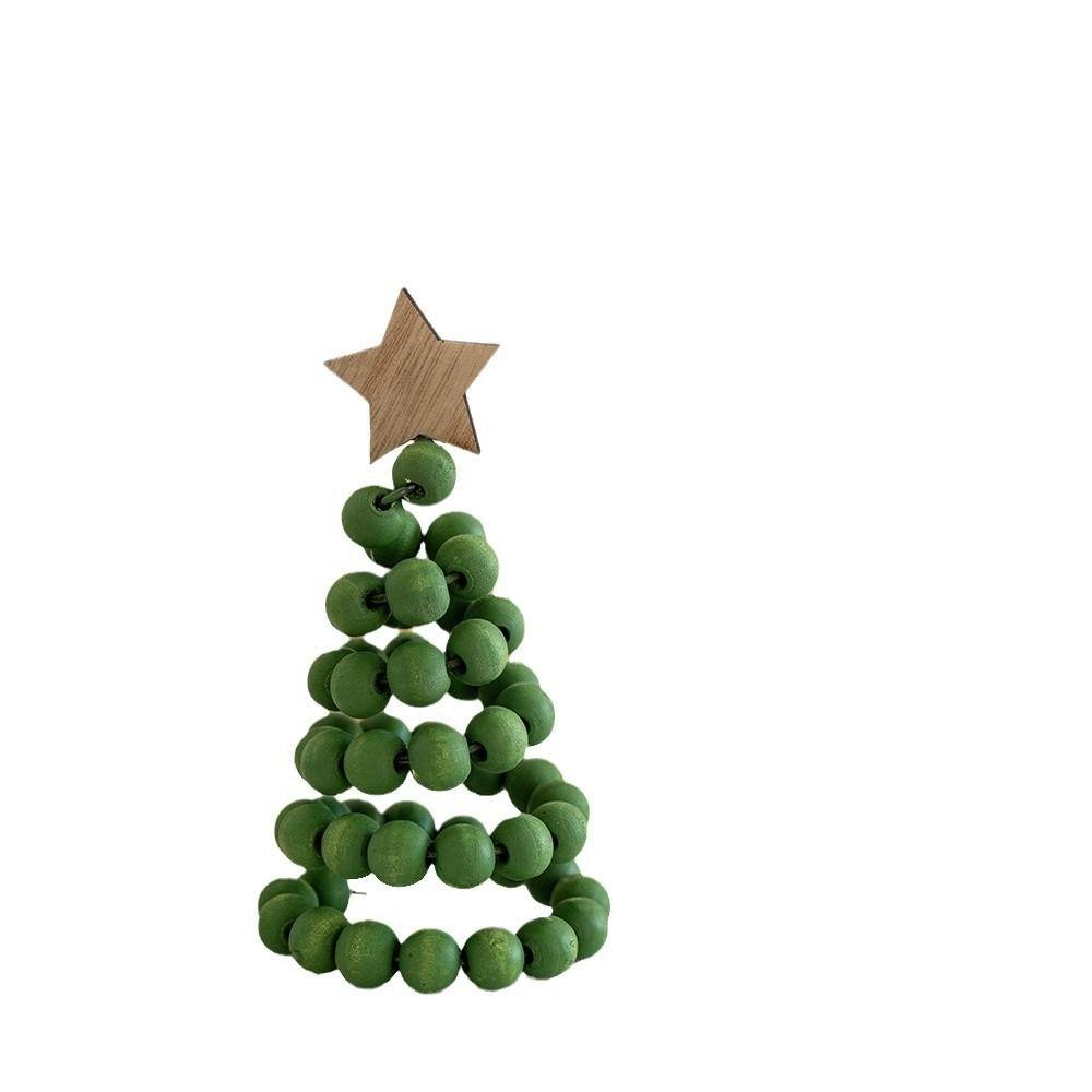 Wooden Christmas Tree Ornaments Vintage Style 5 Colors Wooden Beads Decoration Artificial Christmas Tree Beaded Christmas Tree
