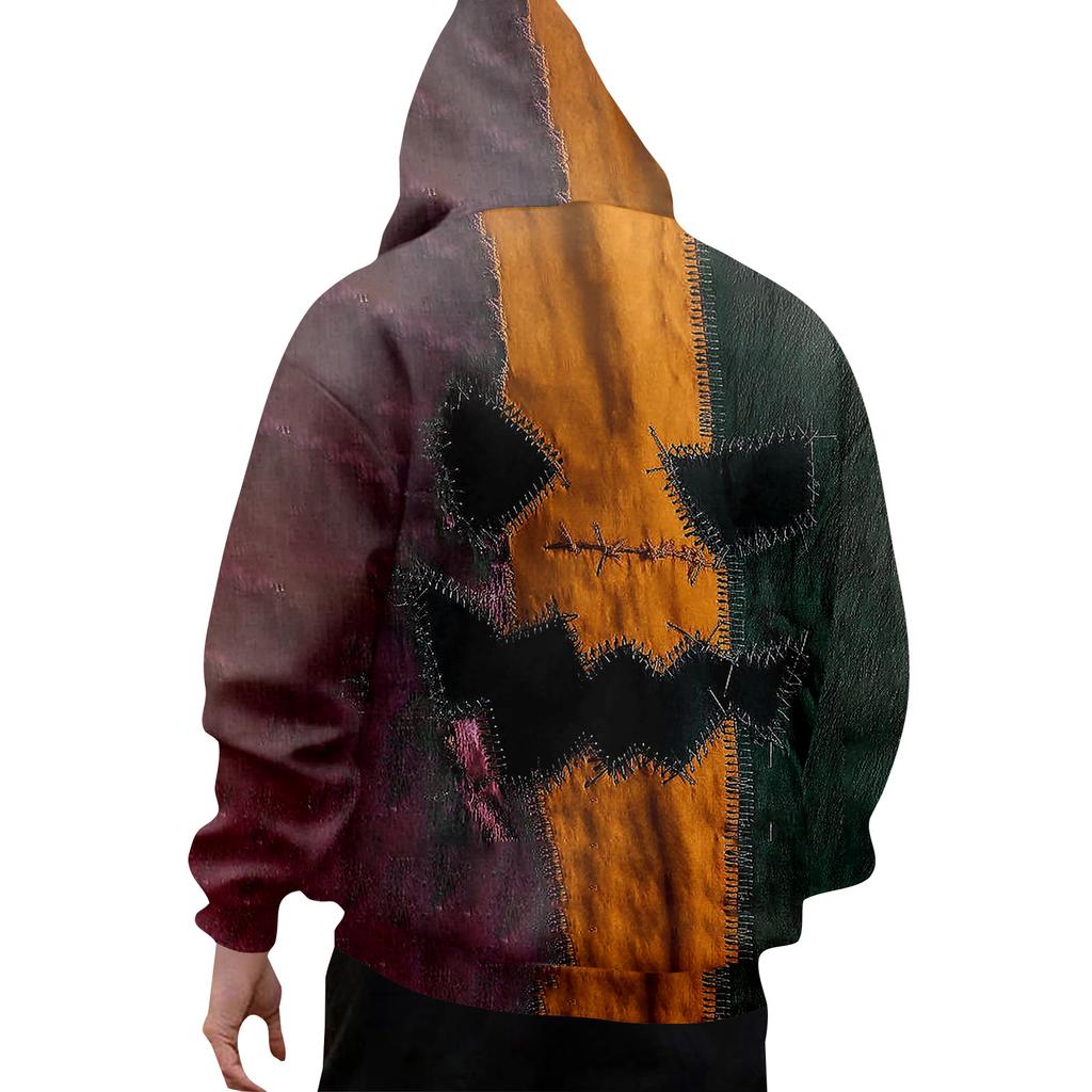 Halloween Print Men's Loose Hooded Sweatshirt