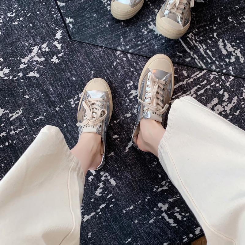 

~ Lace-up star sports board shoes, small dirty shoes, casual shoes, women s little white shoes, spring and autumn 35 серебряный