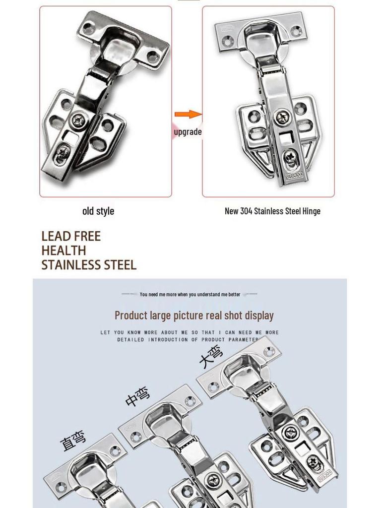304 Stainless Steel Hydraulic Door Hinge with Damping Buffer and Spring Mechanism