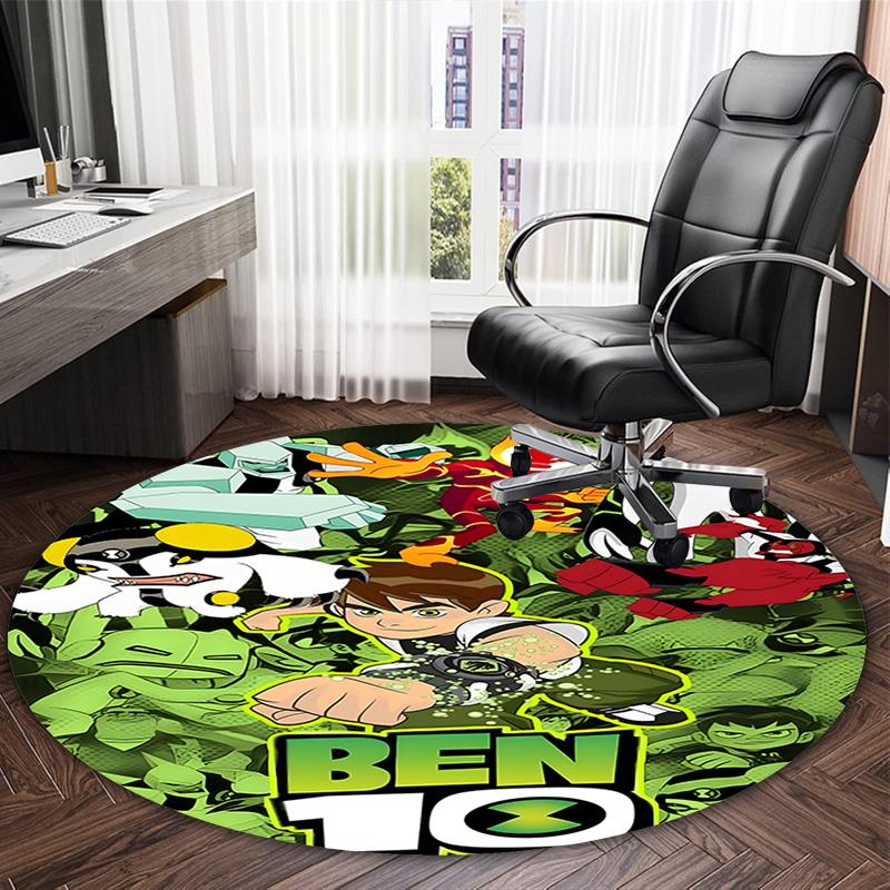 1pc Ben10 Print Round Carpet Chair Round Carpet Suitable for Bedroom Living Room Home Decorative Carpet