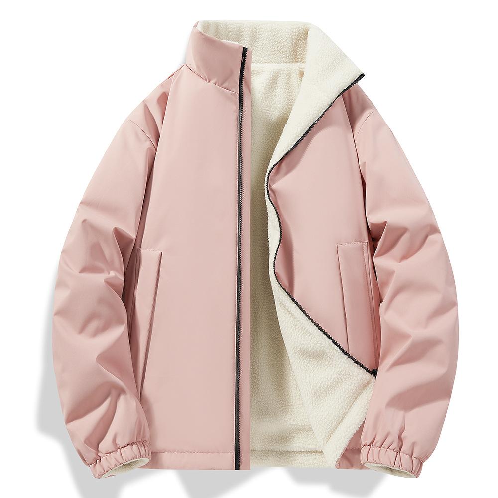 New Double-sided Cotton Jacket for Men and Women Couples for Winter Cotton Jacket for Thickened Velvet Lamb Velvet Cold-proof Jacket