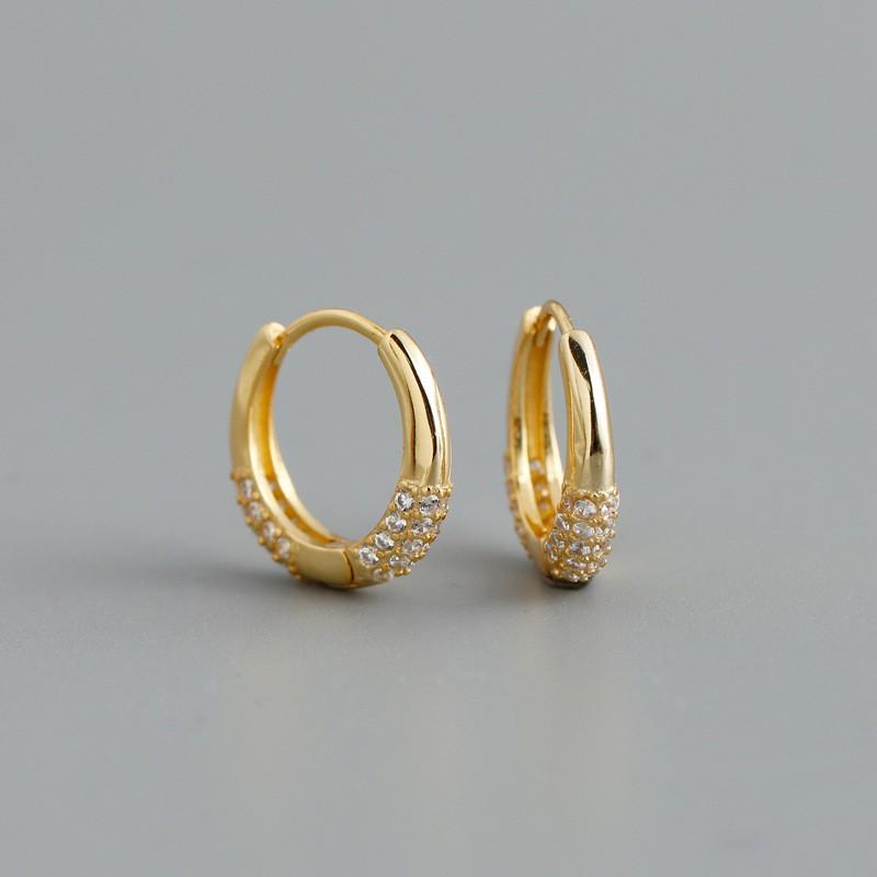Sterling Geometric Circle Stud Earrings With Zirconia Accents Women Fashion Daily Wear 925 Sterling Silver