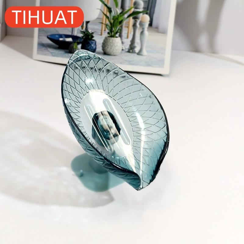 

Мыльница в форме листа с присоской синий