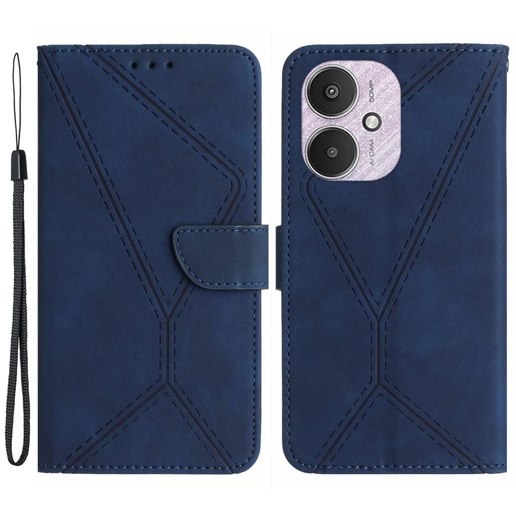 HT05 For Xiaomi Redmi 13C 4G/5G/13R 5G/Poco M6 5G/Poco C65 4G Leather Case Wallet Cover Imprinted Line