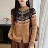 2026 A/W Pure Wool Jacquard Cardigan: Thickened, Seven-Stitch, Double Zipper, Half-High Neck.