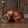 3.8CM Top Cow Genuine Leather Belts for Men Copper Buckle Fashion Style FULL GRAIN Male Belt for Jeans Cowhide Strap